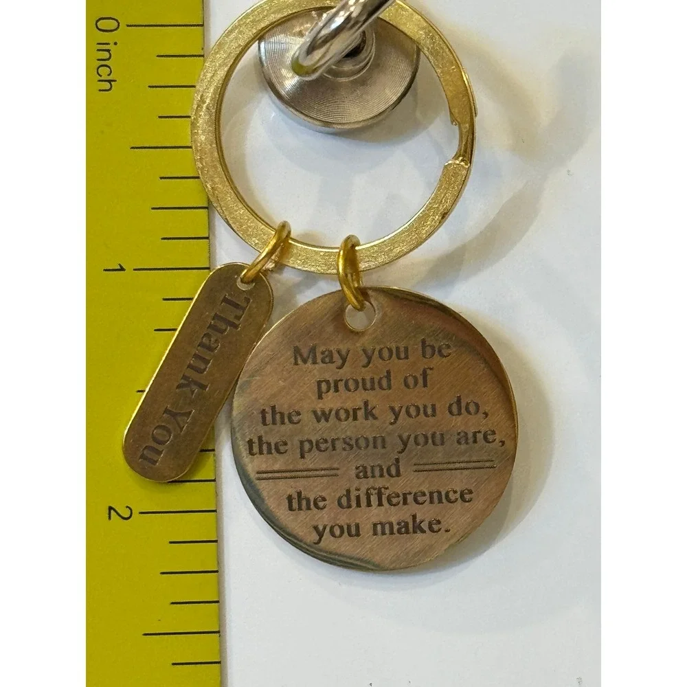 Inspirational Thank You Keychain Gold Tone Motivational Quote Medallion Charm